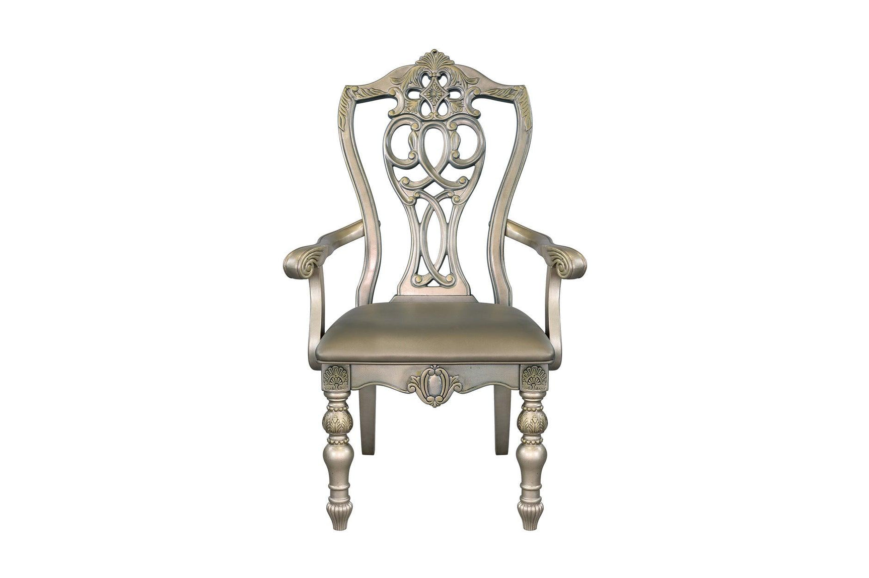 Close-up front view of dining chair seat