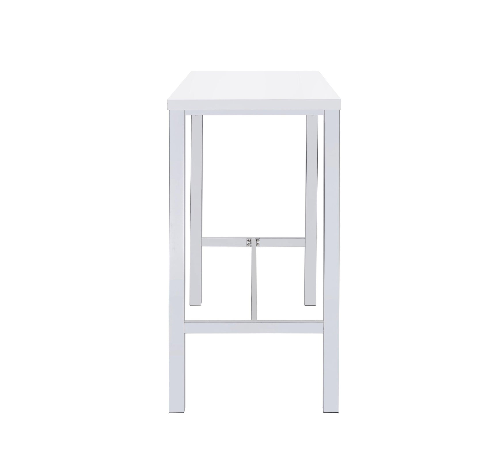Bar stools arranged around the white lacquer bar table
