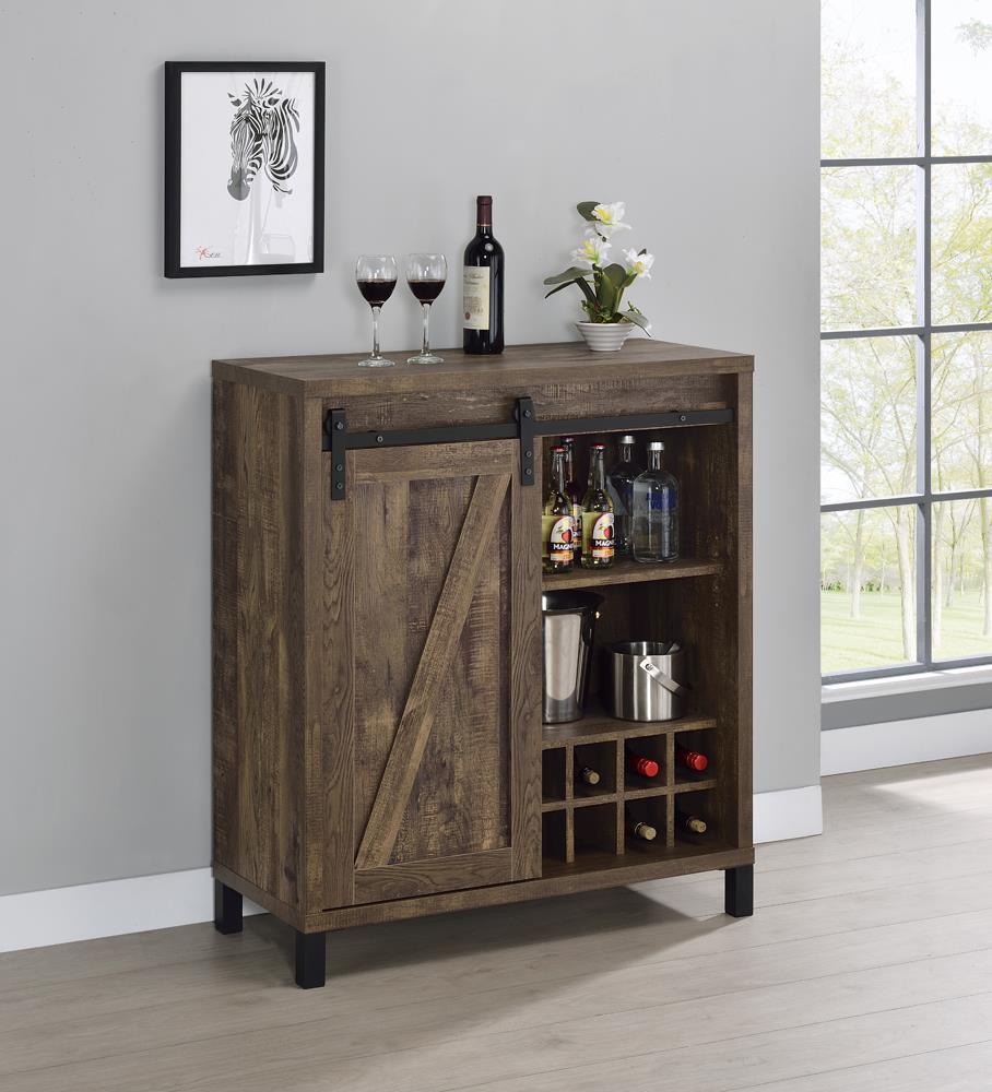 Arlington Bar Cabinet With Sliding Door Rustic Oak - Ella Furniture