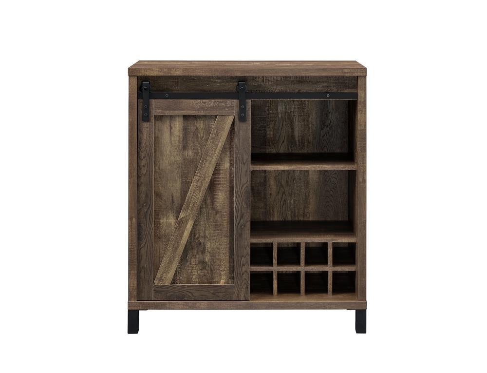 Arlington Bar Cabinet With Sliding Door Rustic Oak - Ella Furniture