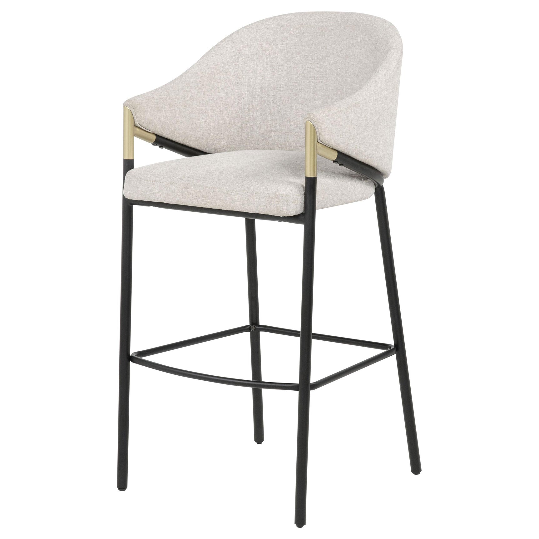 Close-up of gold accents on Chadwick bar chair arms