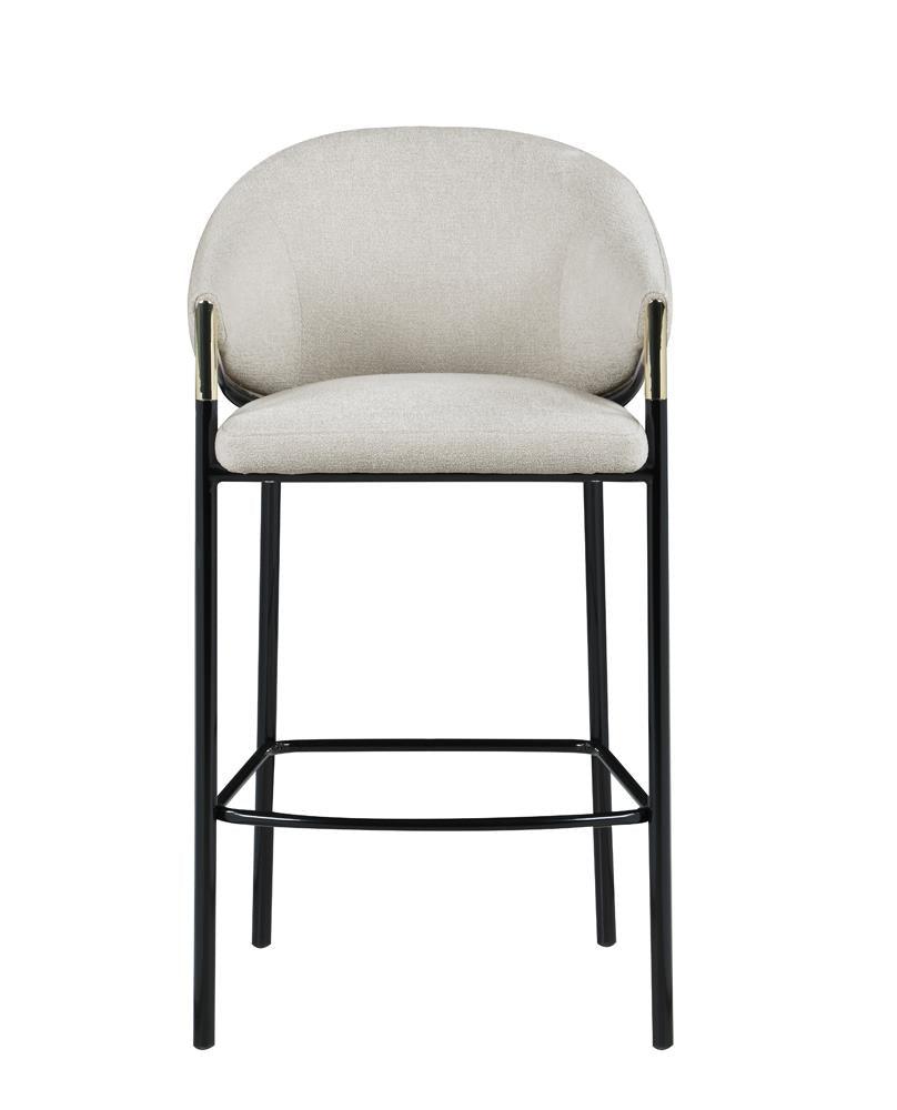 Chadwick Sloped Arm Bar Stool Close-up of Armrest and Gold Accent