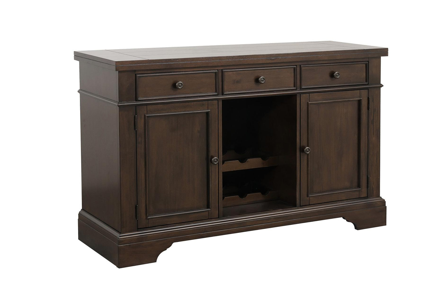 Reid Neutral Fabric Rectangular Dining Room Set front table view