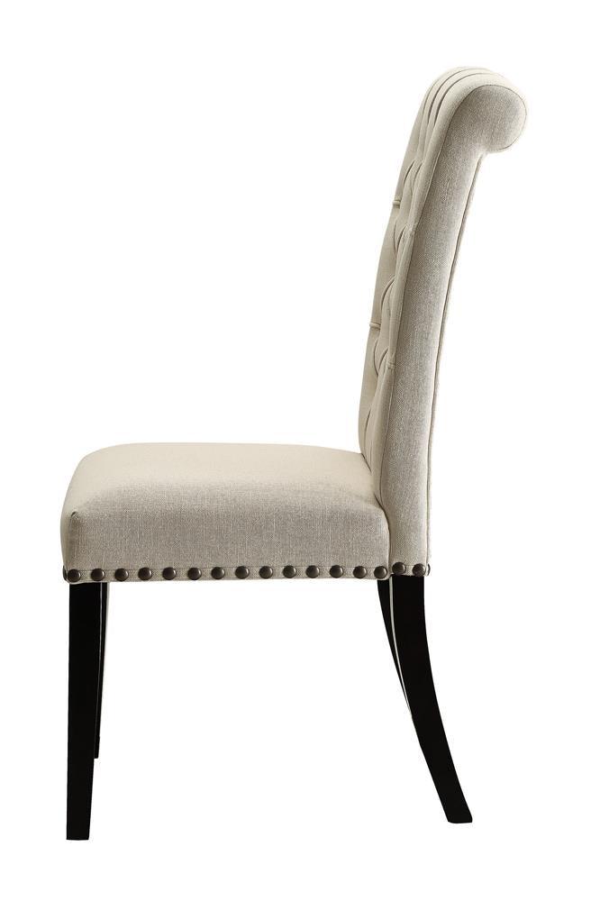 Mapleton Beige Tufted Upholstered Dining Chair side view