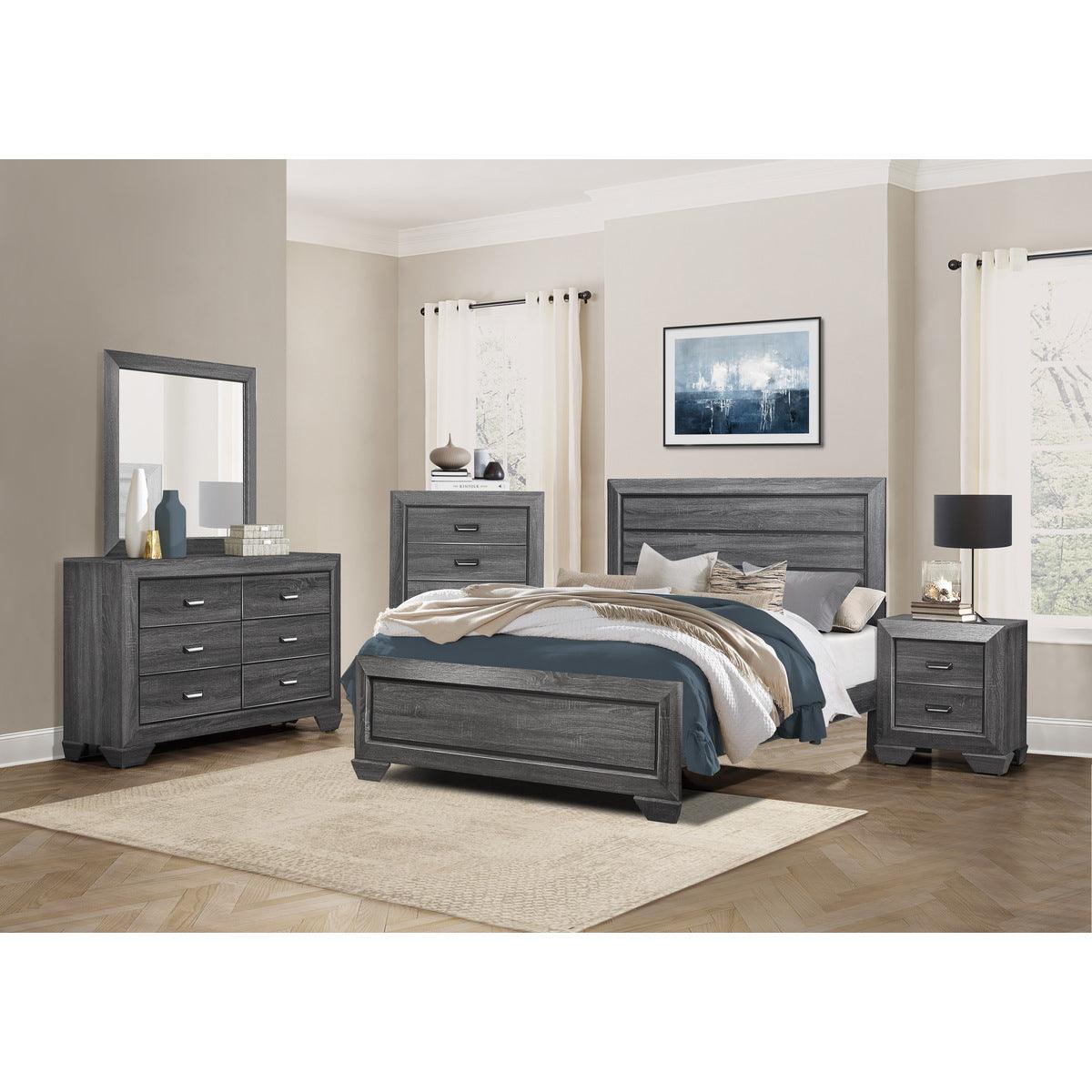 Beechnut Gray Queen Panel Bed angled view