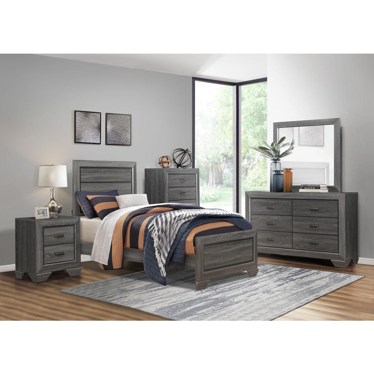 Beechnut Gray Youth Twin Panel Bed angled view