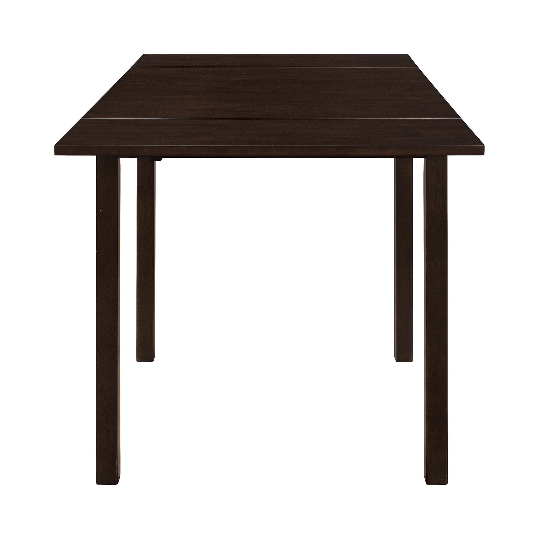 Main view of dining table and two side chairs in cappuccino finish