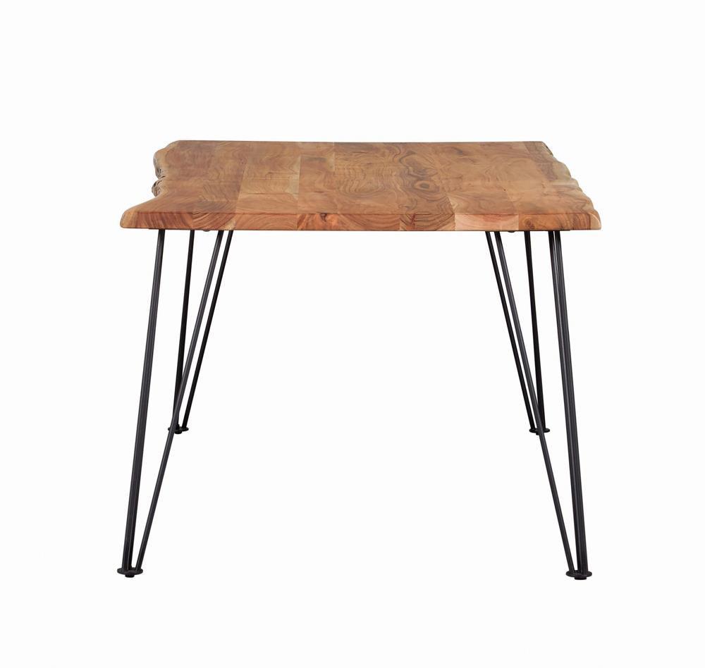 Side view of Sherman Rectangular Dining Table showing hairpin leg design