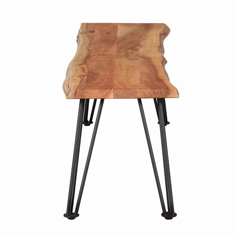 Sherman Dining Bench natural acacia wood top front angle