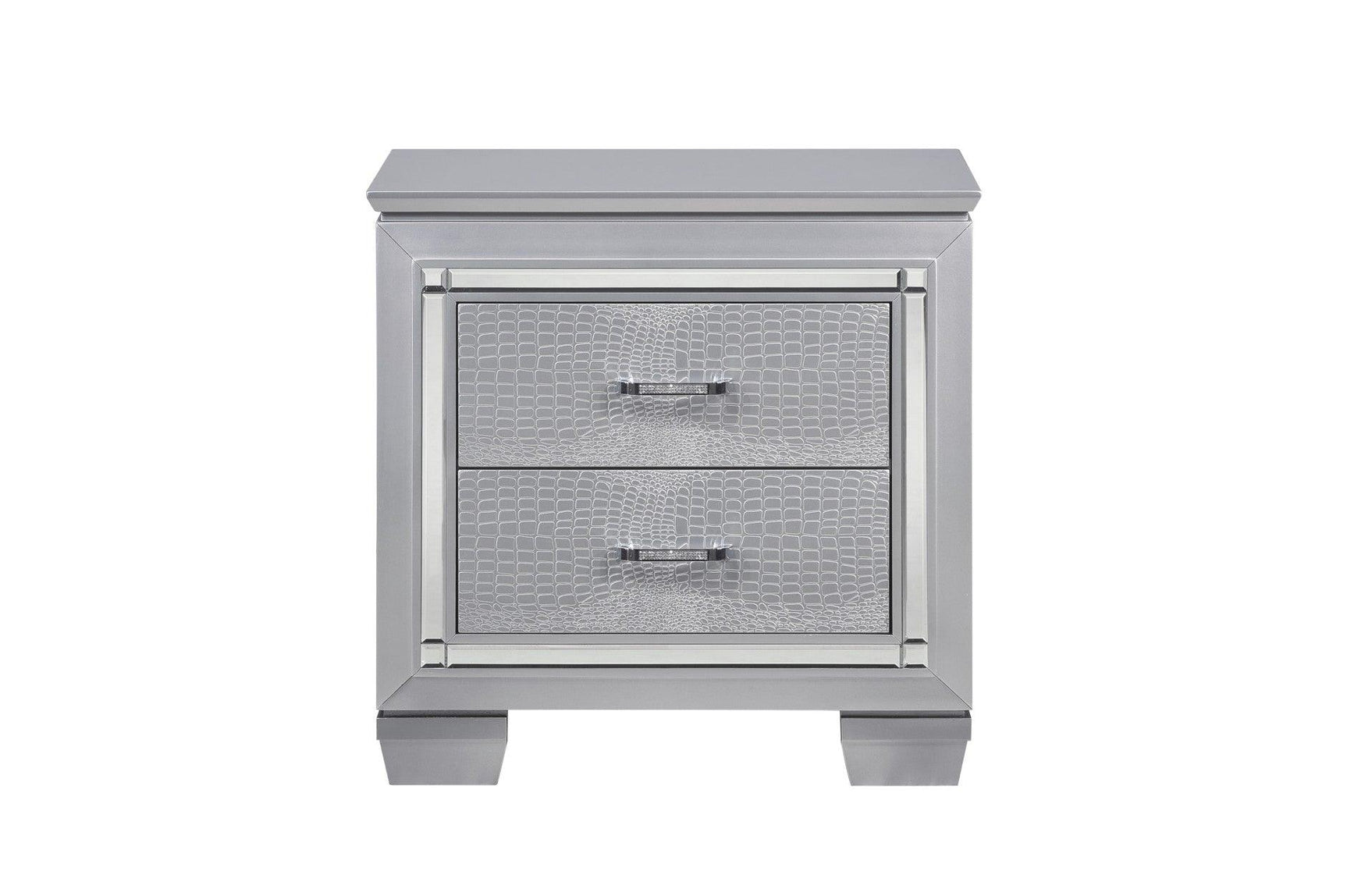 Bedroom perspective featuring Allura Silver LED panel bed