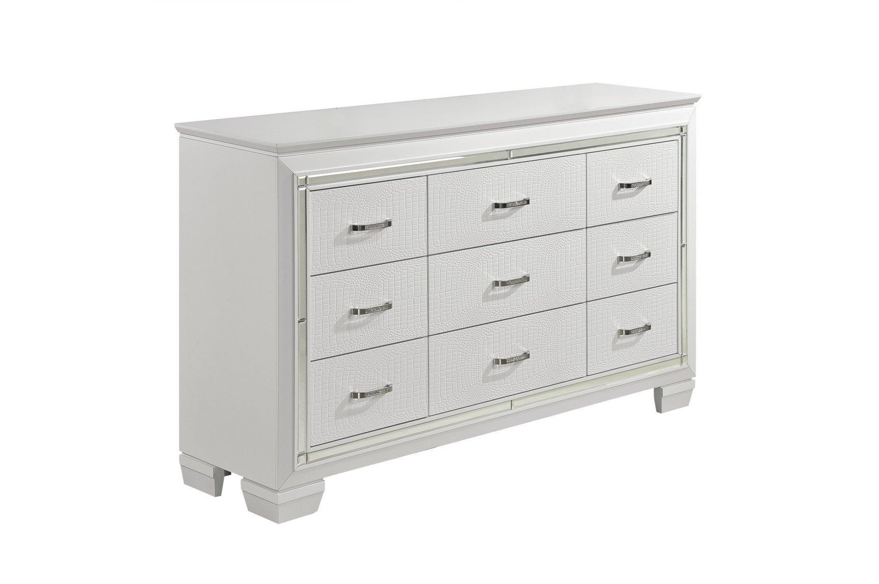 main view of Allura White Faux Leather Tufted LED Panel Bedroom Set bed
