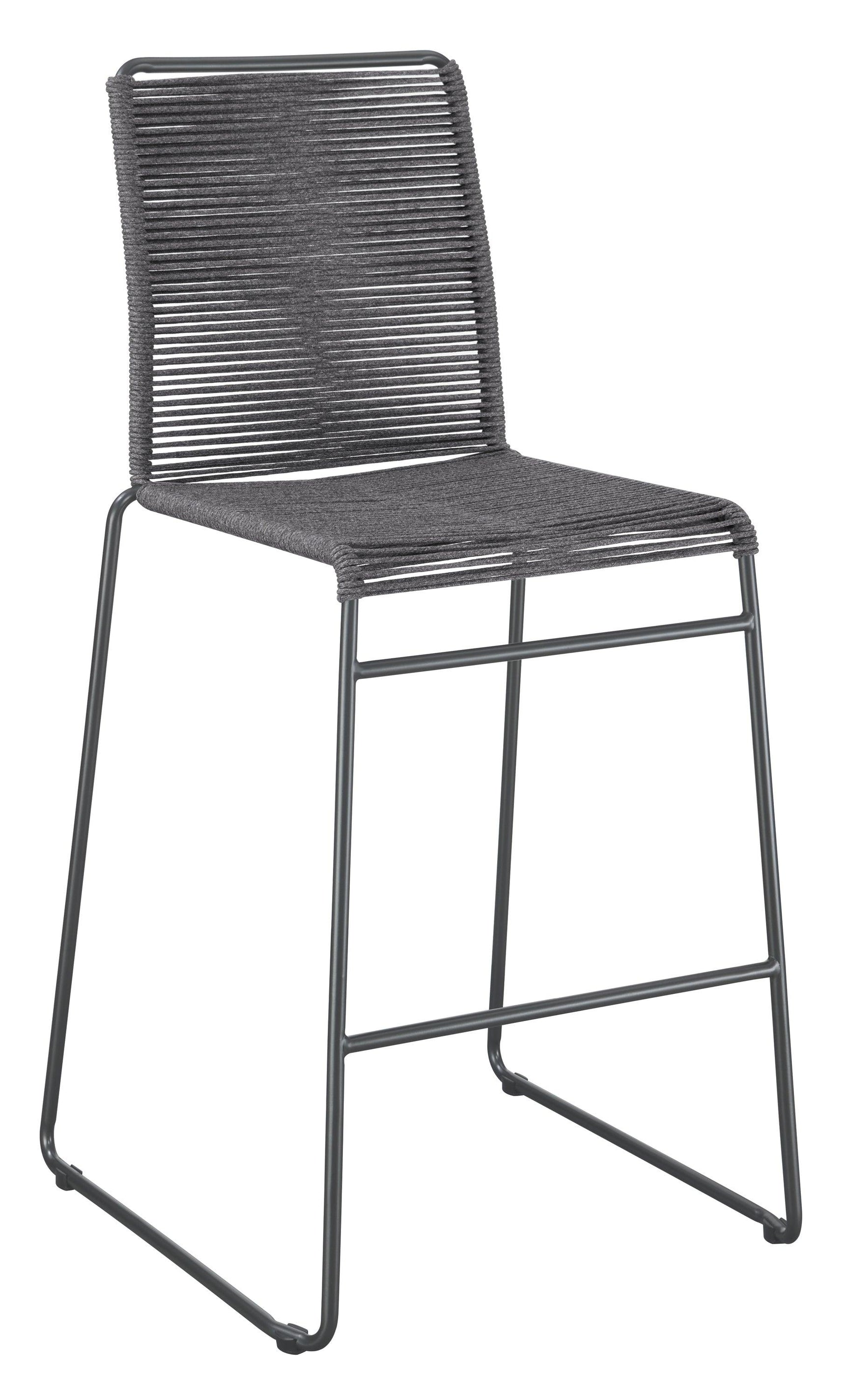 Kai Upholstered Bar Stool with Footrest Charcoal and Gunmetal side profile