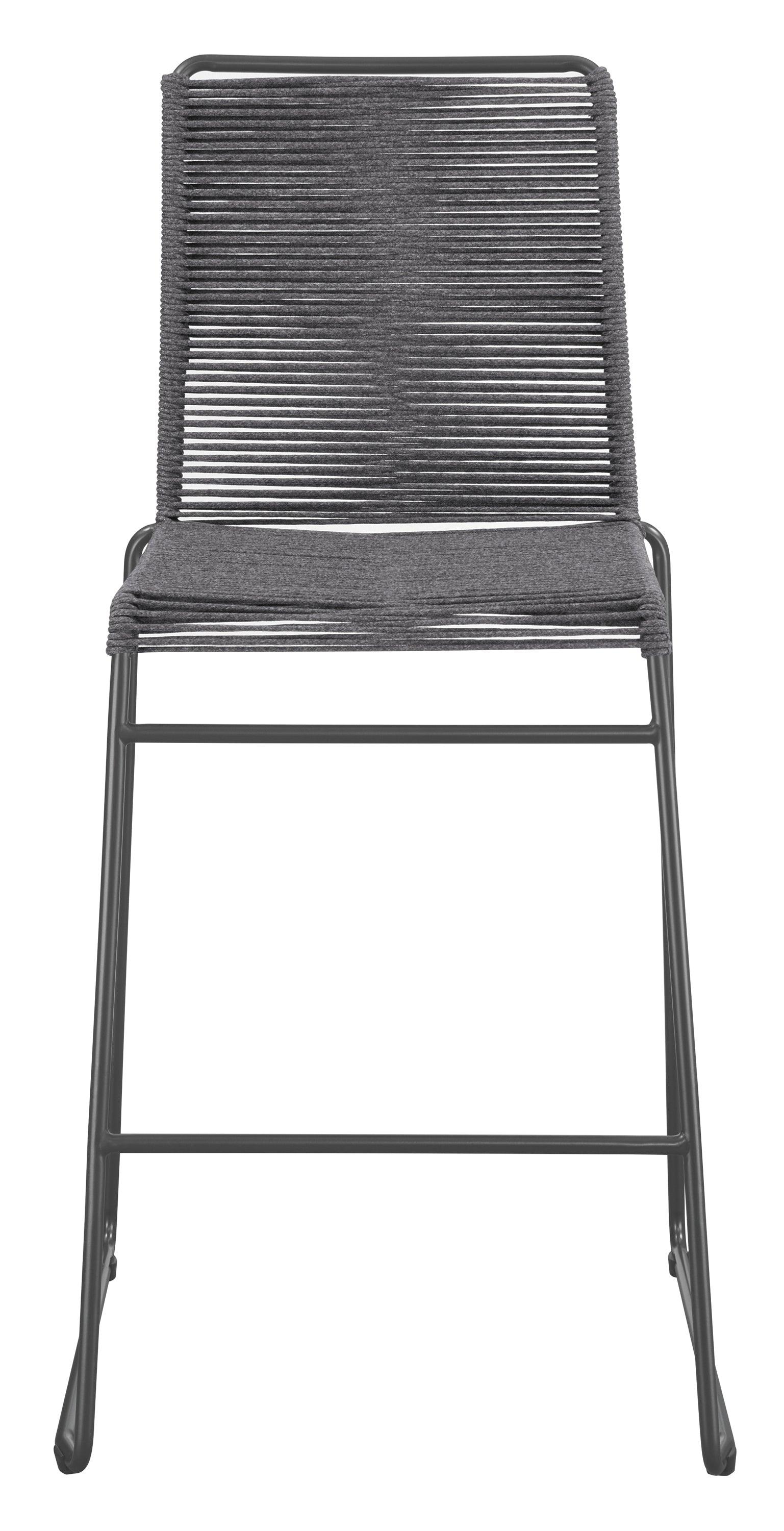 Kai Upholstered Bar Stool with Footrest Charcoal and Gunmetal back angle
