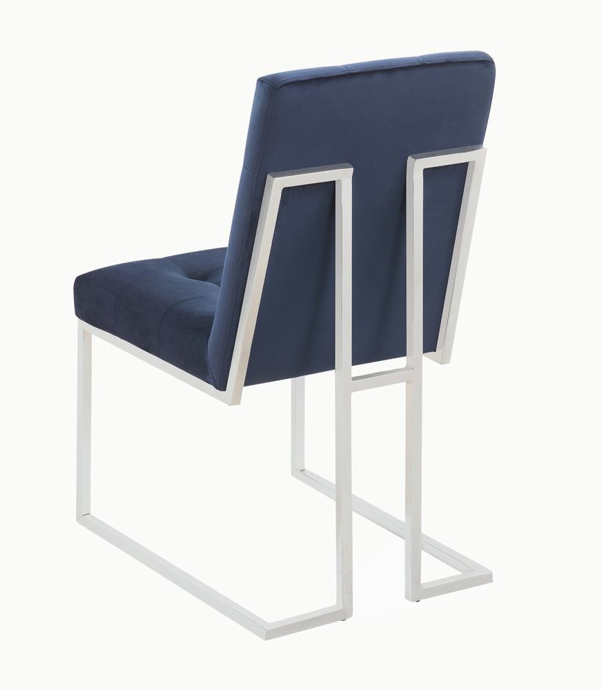 Chrome metal legs and armless design of Cisco dining chair