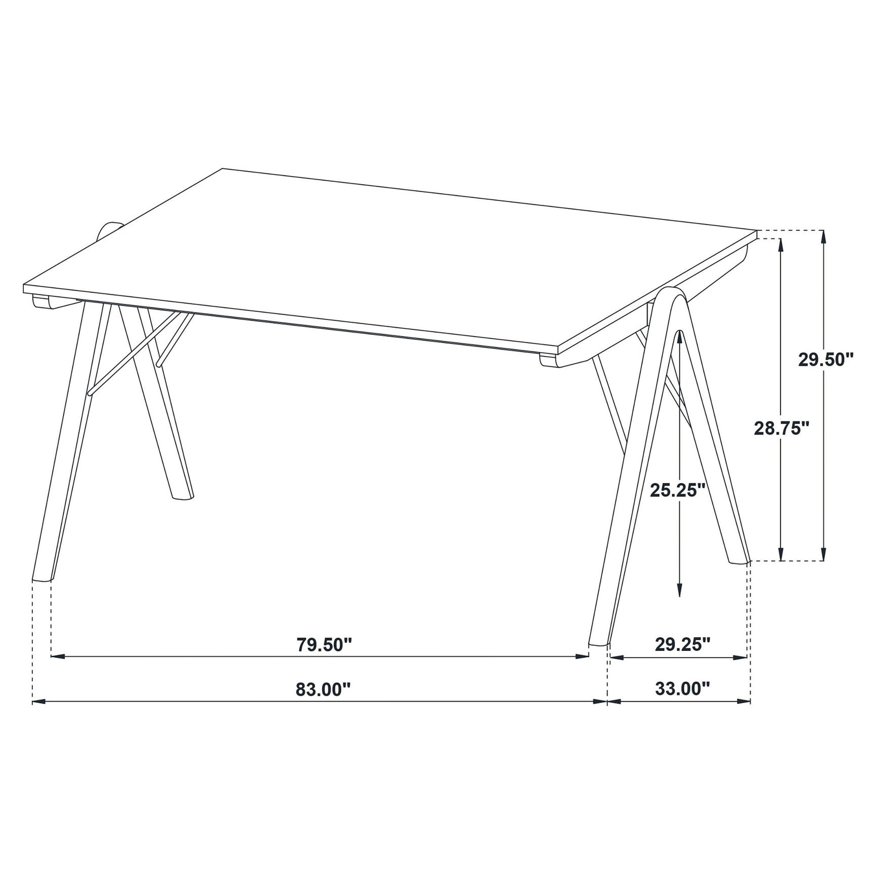 Randolph 79-inch rectangular dining table with sheesham-look top and angled legs