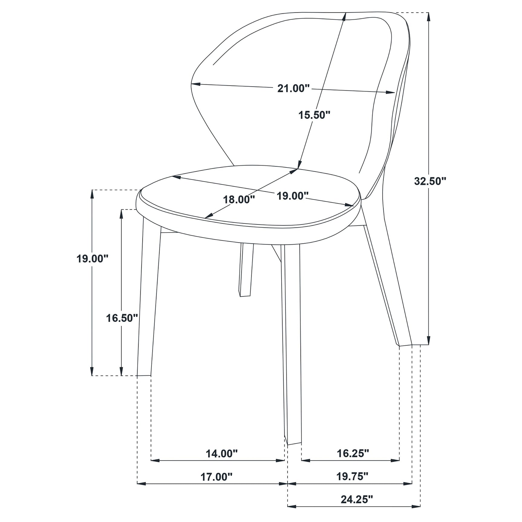 Detail of chair leg base on Randolph dining chair