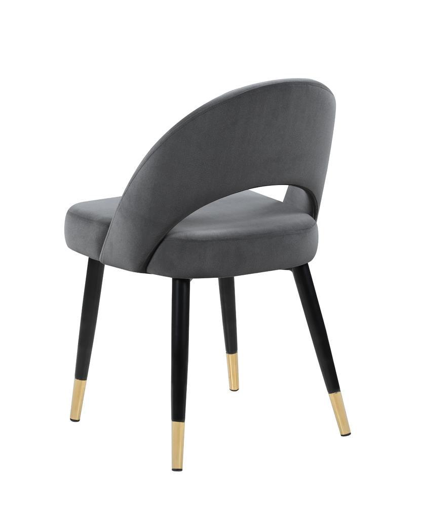 Lindsey Grey Side Chair angled view highlighting arch back