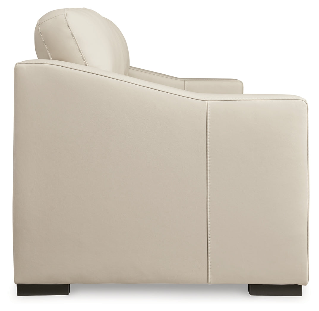 Treasure Trove Almond Leather Sofa angled front view
