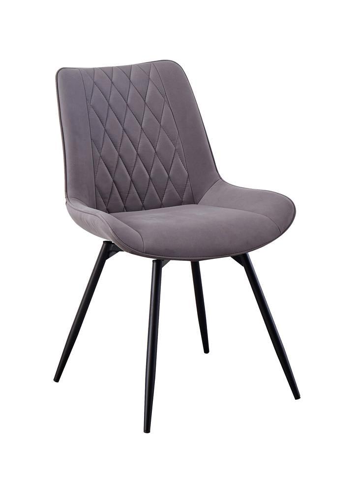 Side profile of Diggs Grey Upholstered Swivel Dining Chair