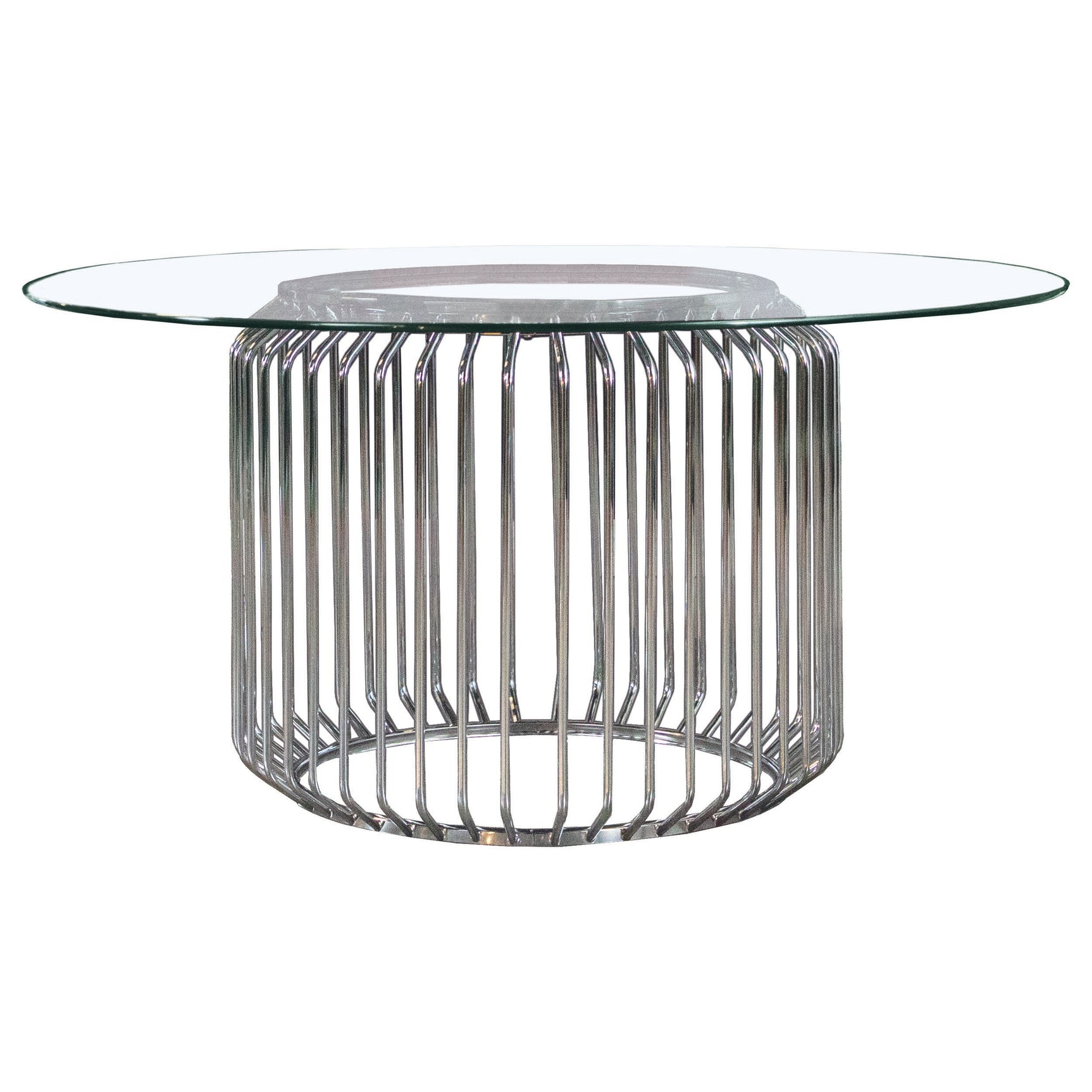 Close-up detail of Veena Silver Round Glass Top Dining Room Set