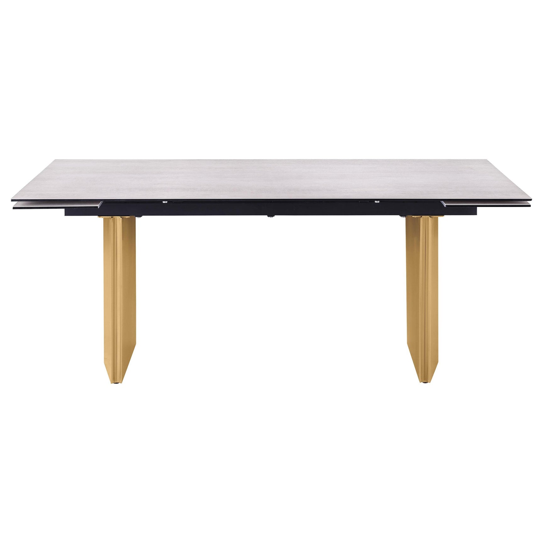 Side view of Vesa extension dining table with glass top
