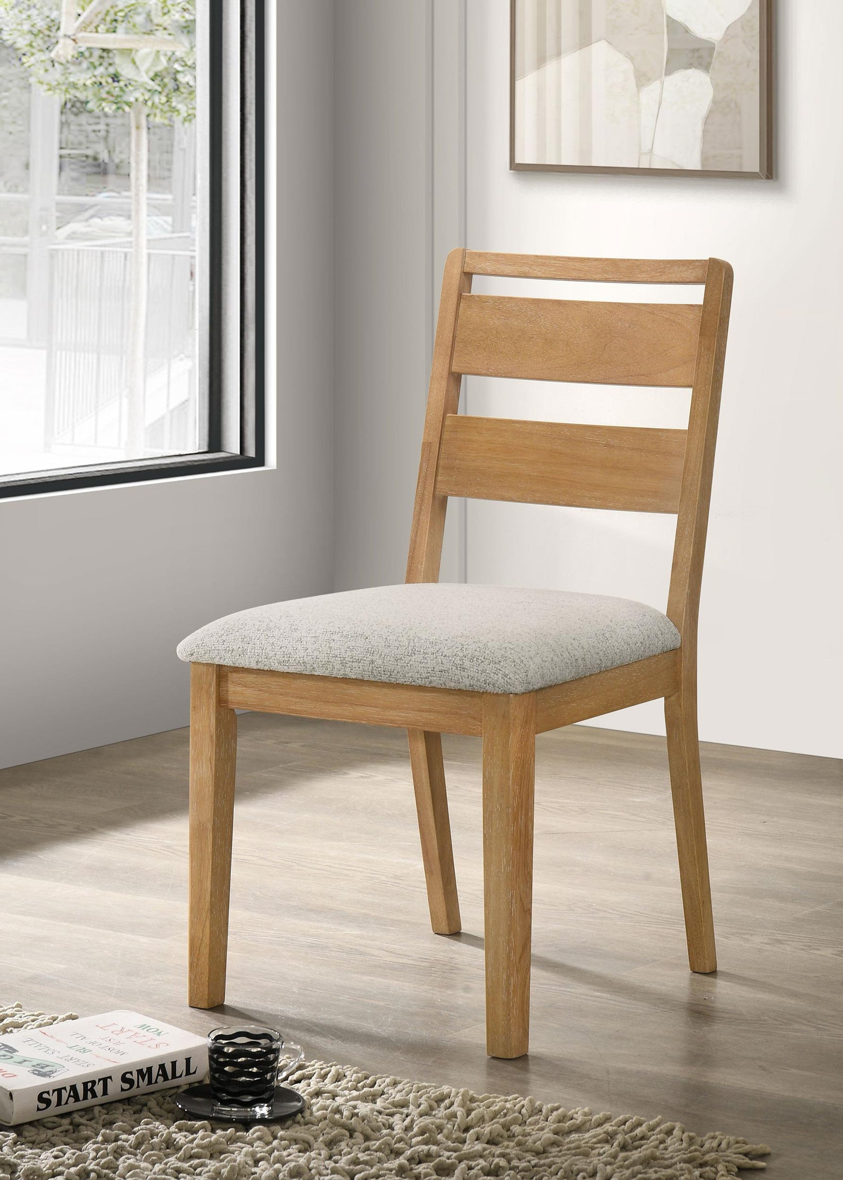 Duncan Ladder Back Dining Side Chair Washed Oak (side view)