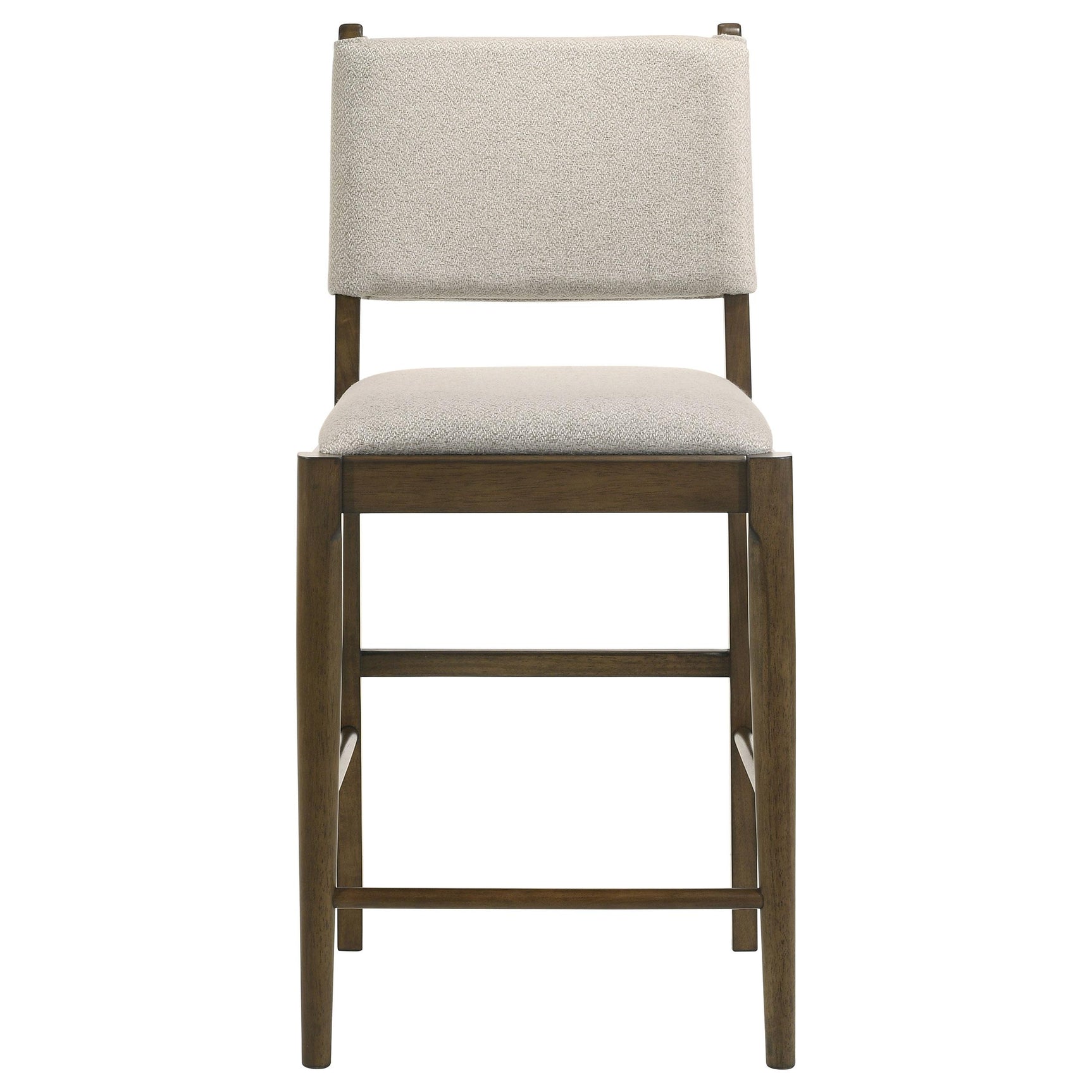 Tapered legs in rich brown wood finish