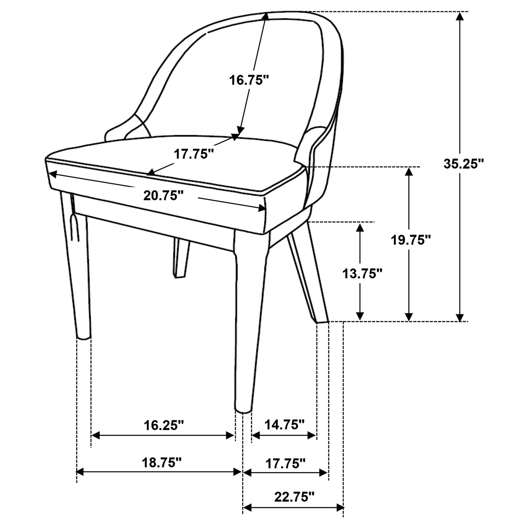 Reseda beige upholstered dining side chair angled front view