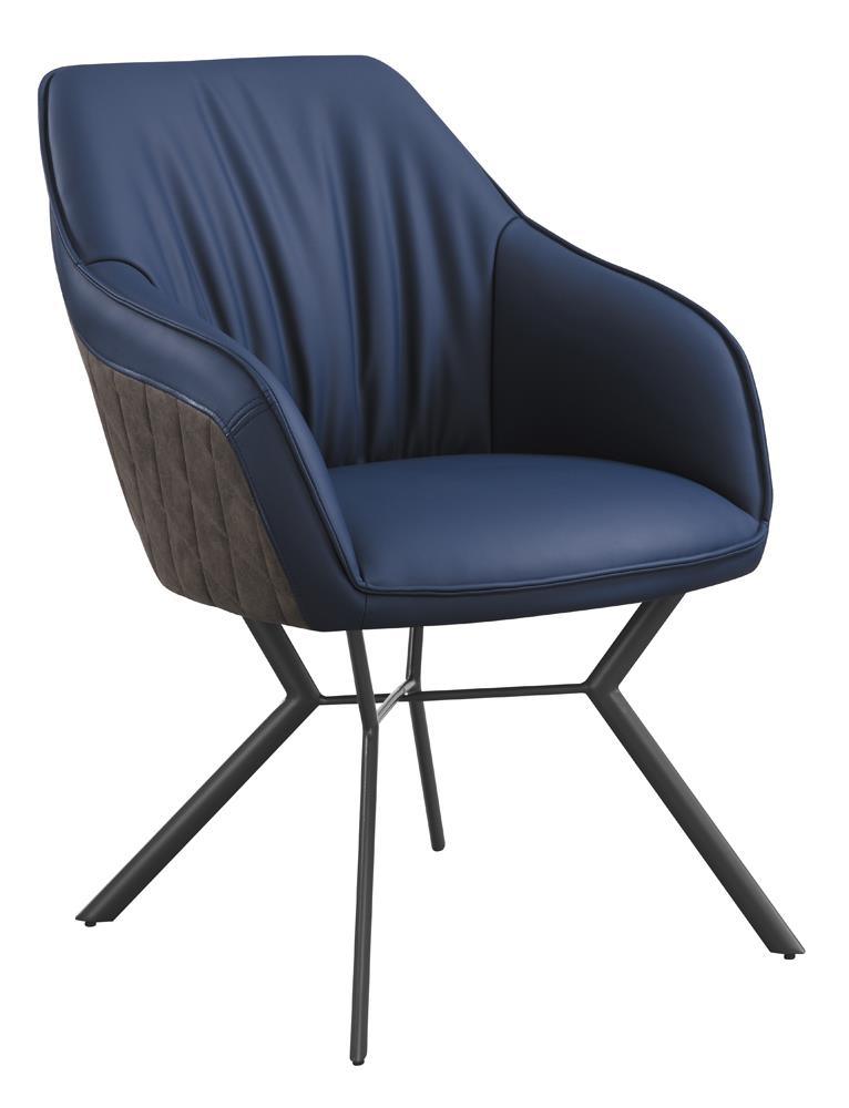 Set of 2 Trevon Upholstered Tufted Side Chairs in blue and brown