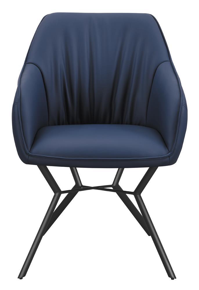 Side view of Trevon Upholstered Tufted Side Chair with diamond-quilted back