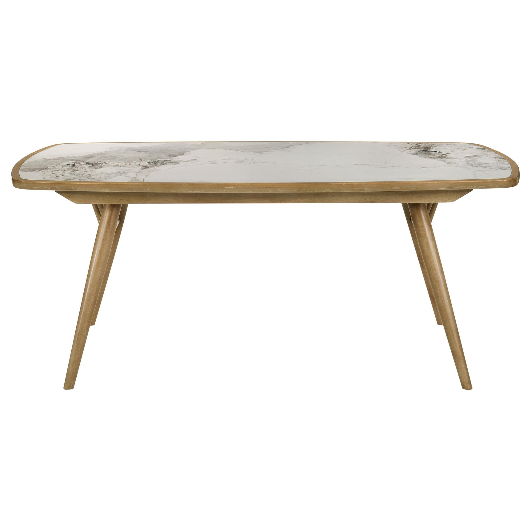 Angle view of Croyden dining table showing wood grain and finish