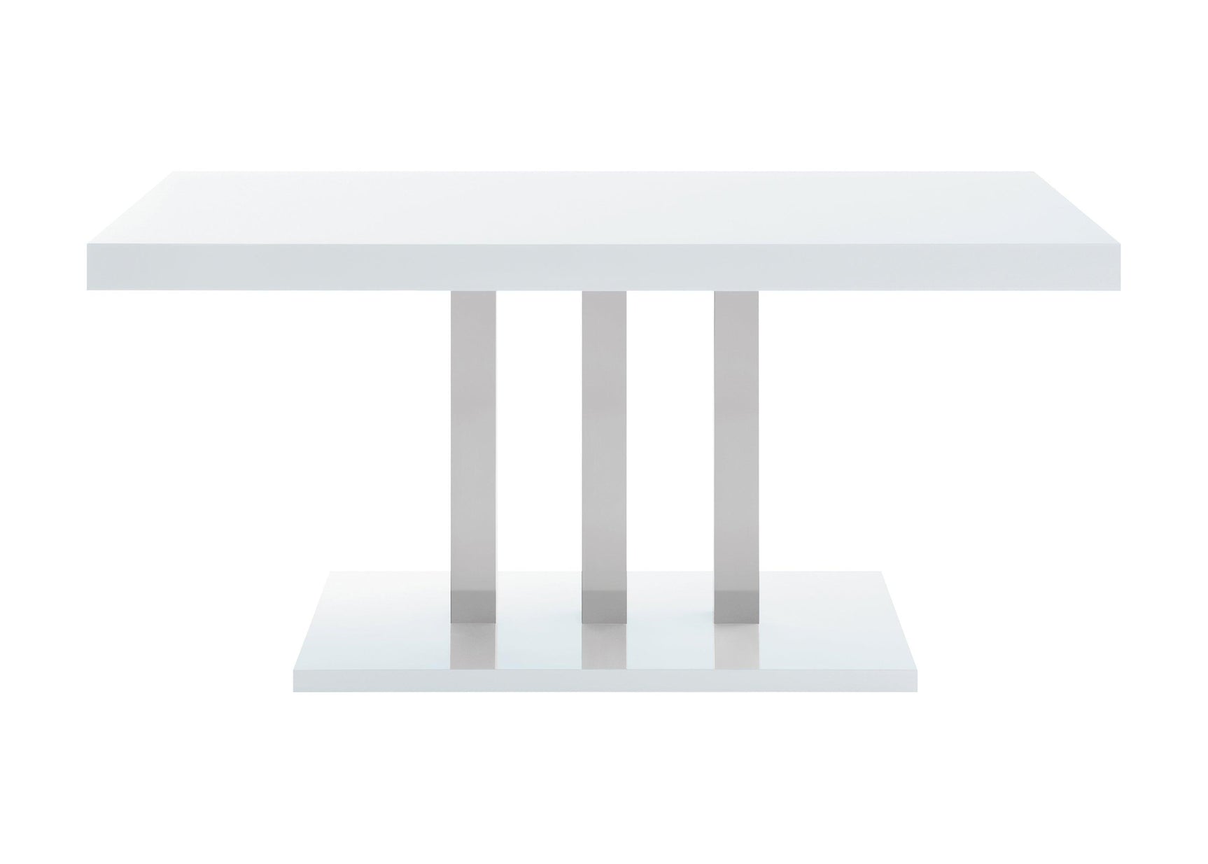 Brooklyn White and Chrome Dining Room Set close detail view