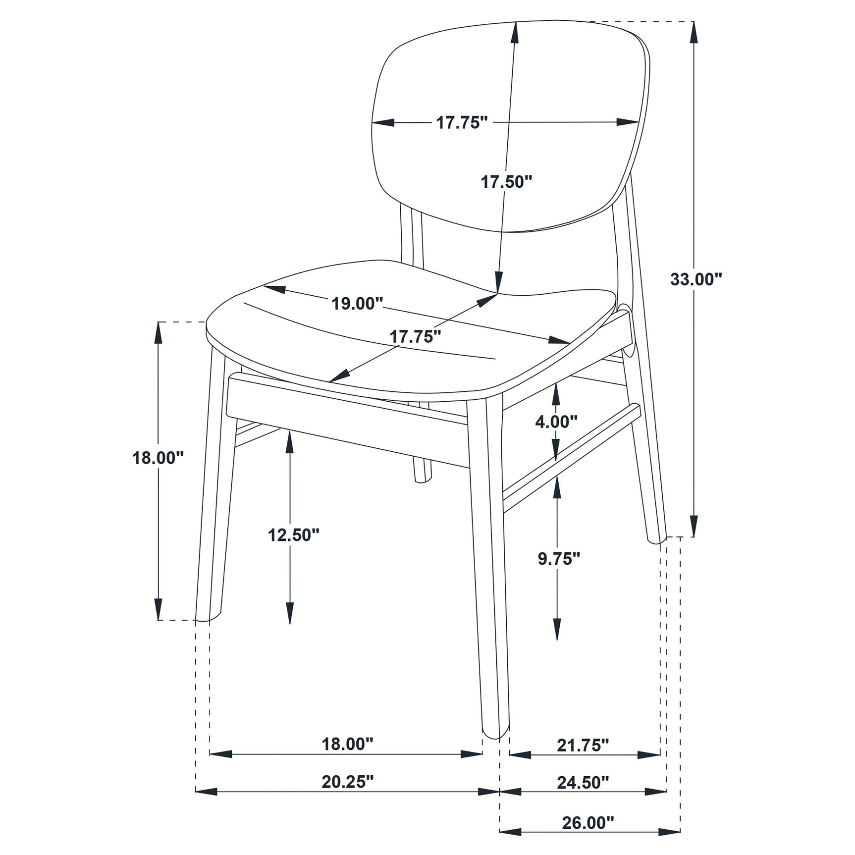 Two chairs pulled close to dining table in bright room