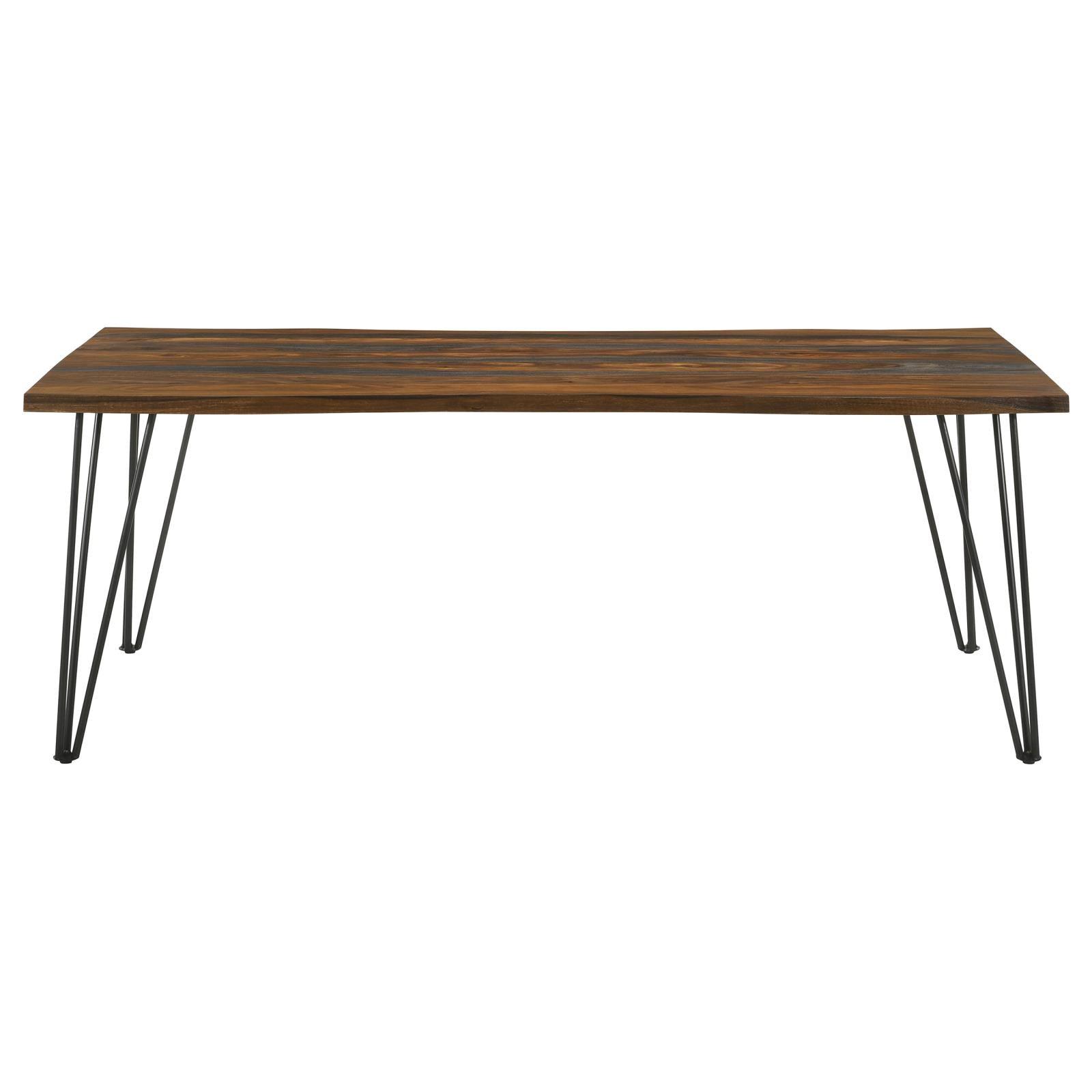 Close-up of Neve dining table live-edge grey Sheesham wood top