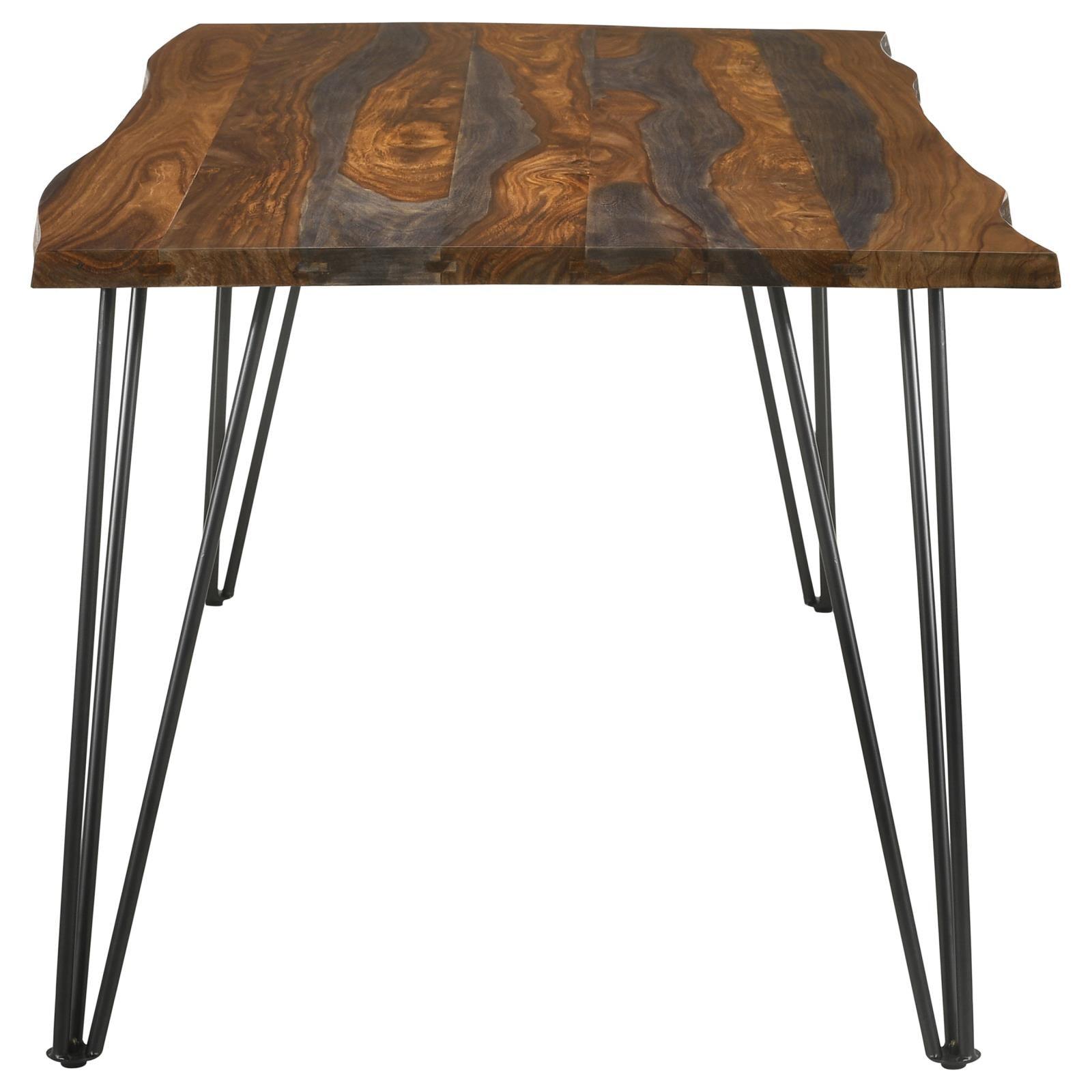 Neve dining table hairpin legs in gunmetal finish detail