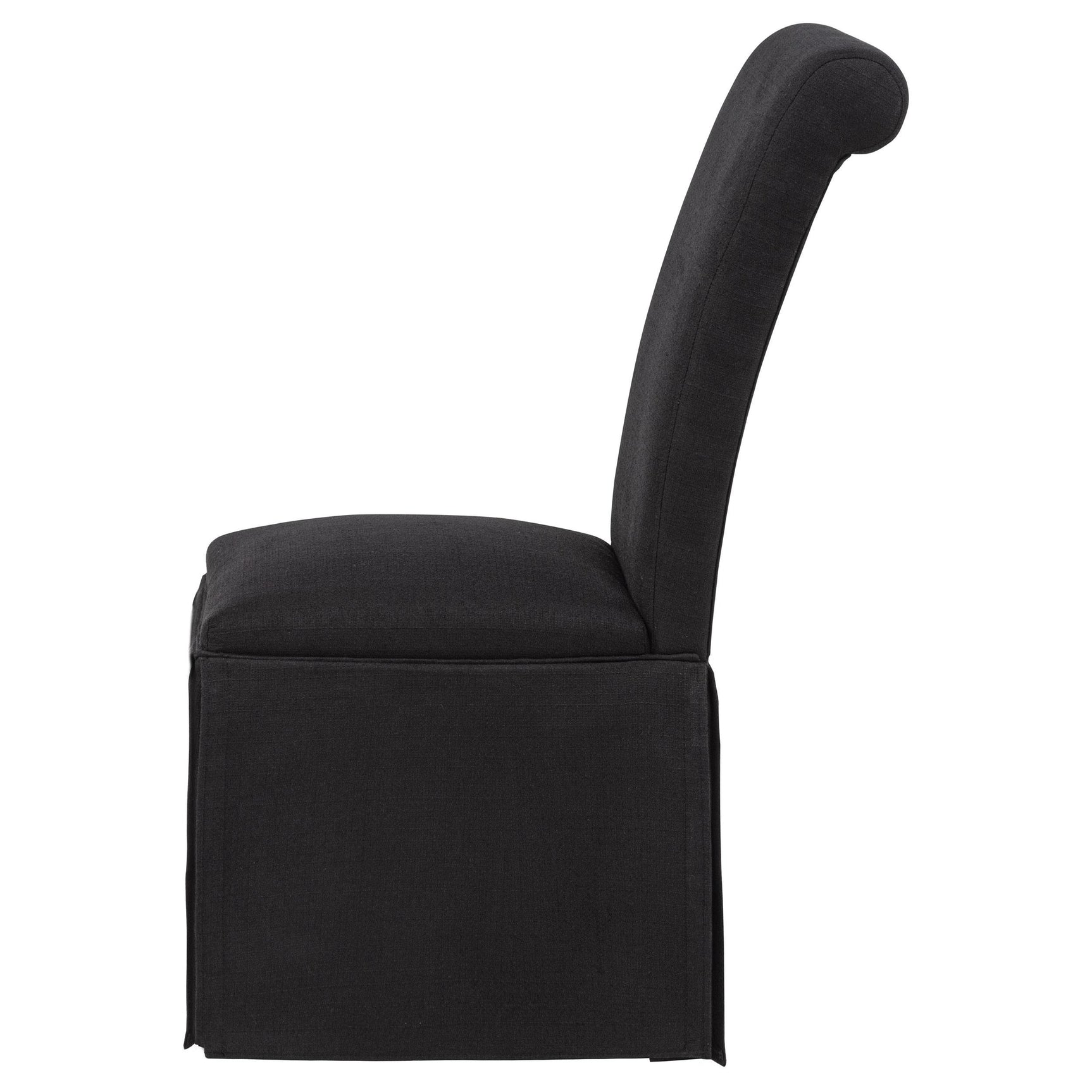 Shawna Black Upholstered Skirted Side Chair - front angle