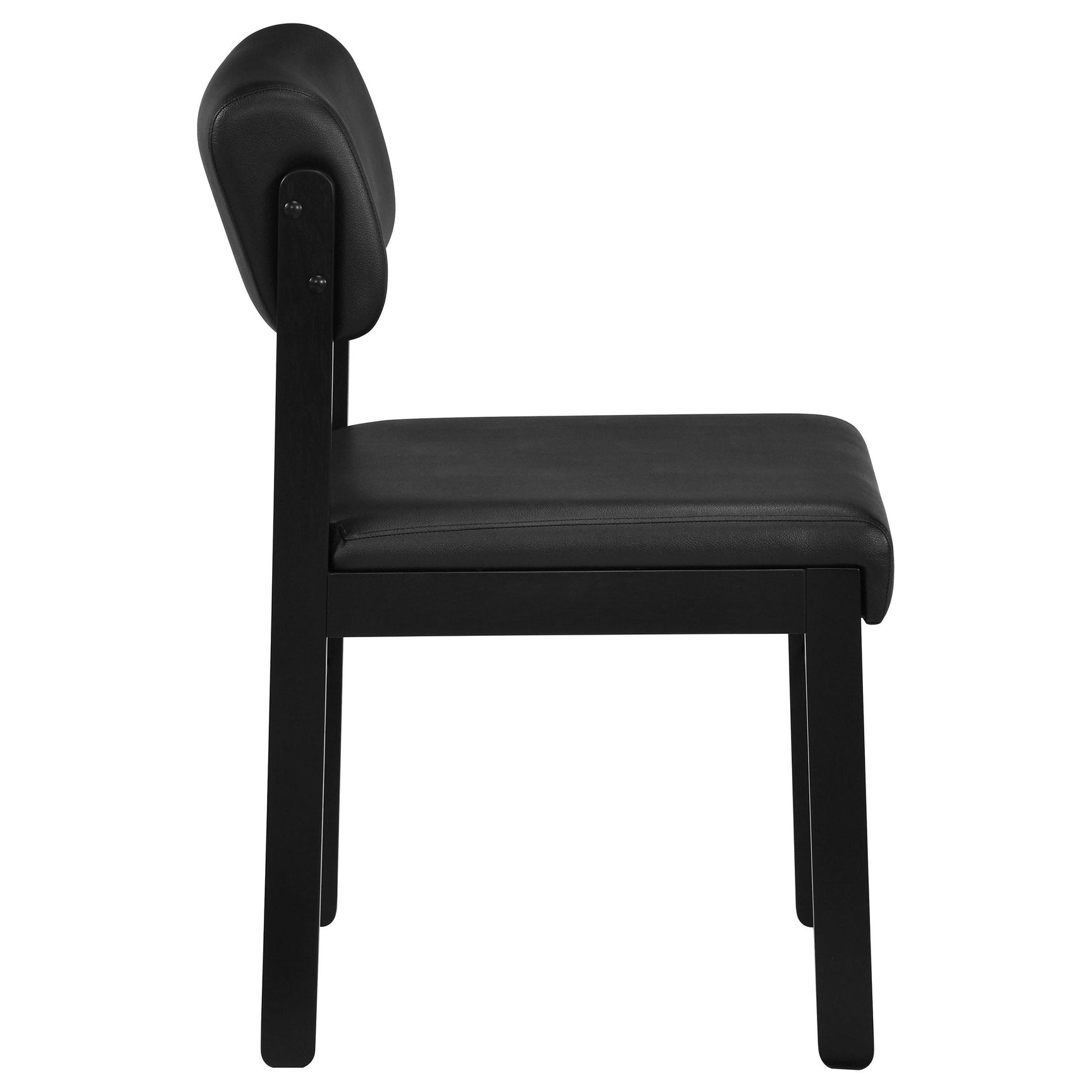 Dining room with Kehoe black upholstered chairs