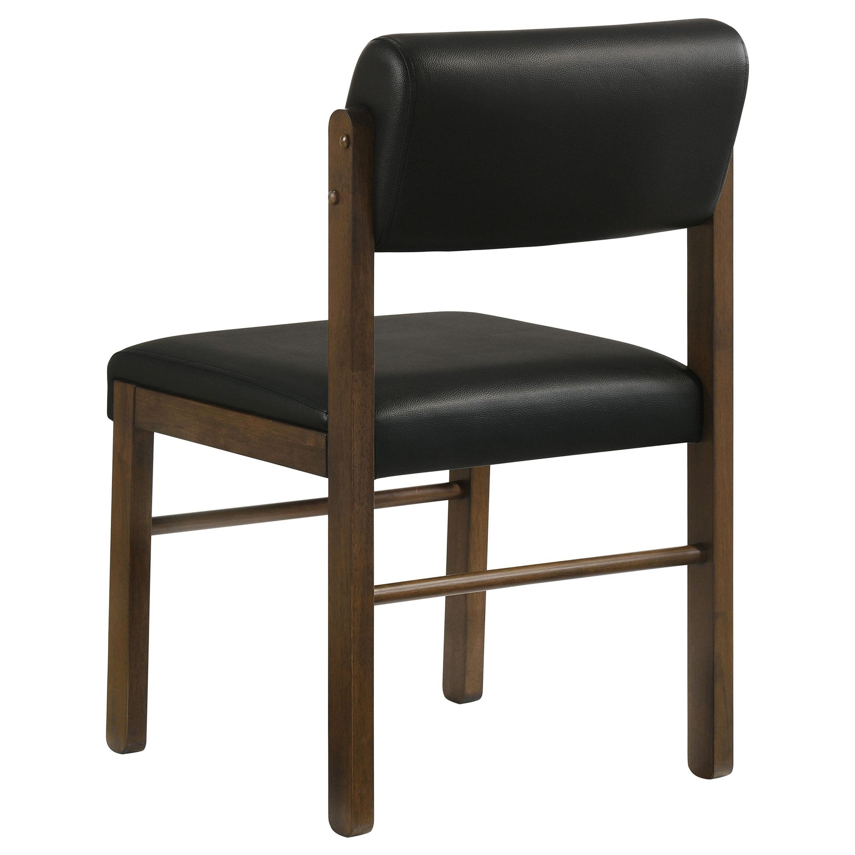 Kehoe upholstered dining side chair in black leatherette from front right angle