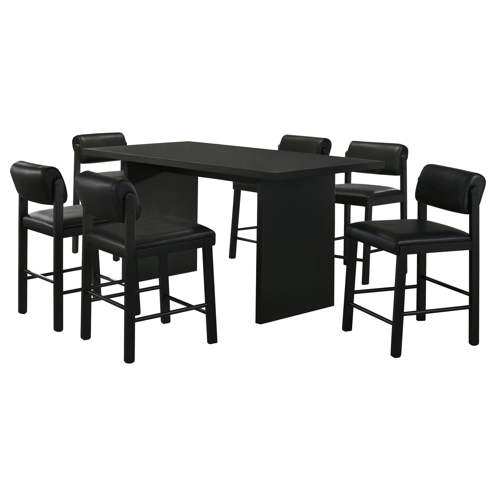 Kehoe black upholstered counter height chair front angle