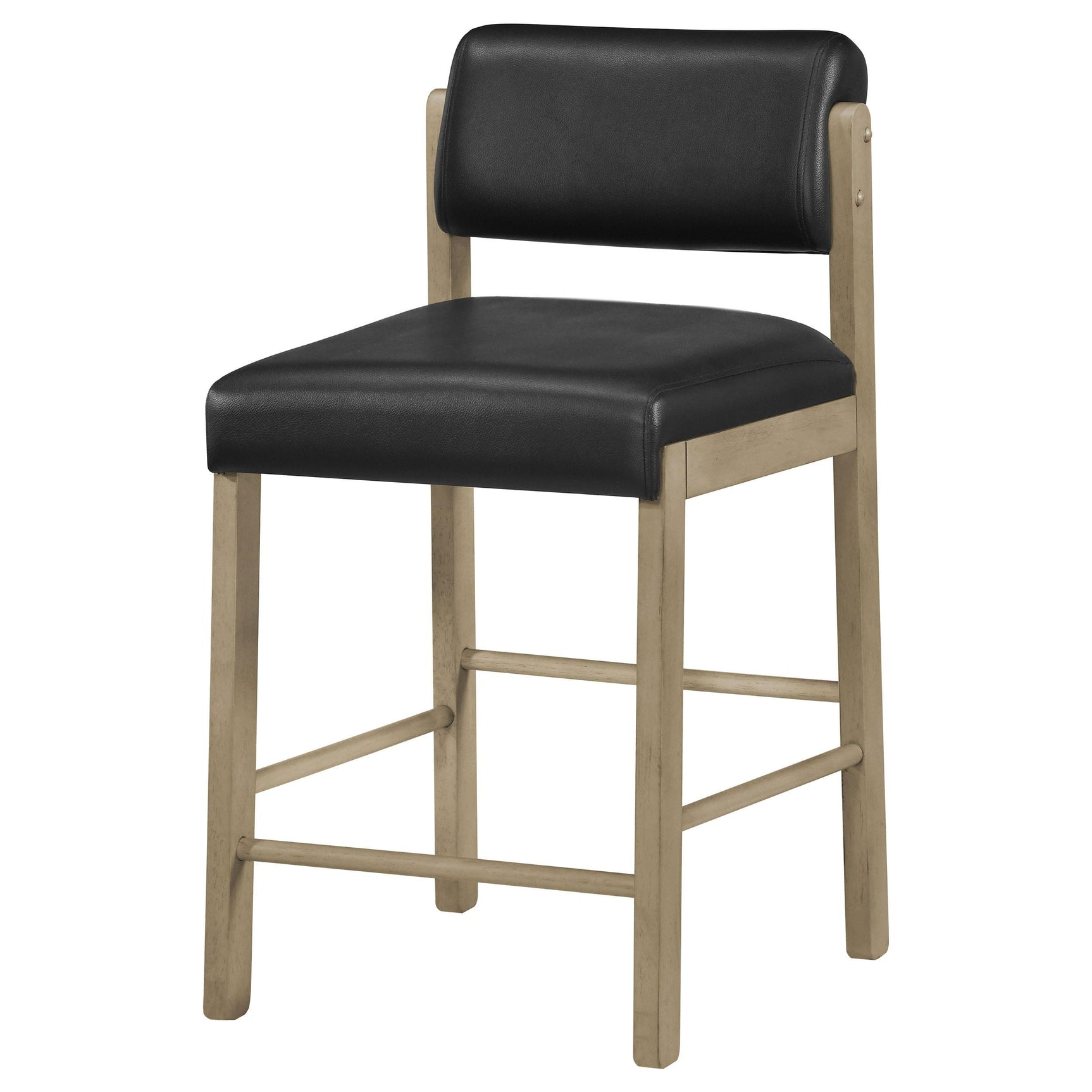 Set of two Kehoe black and natural oak counter height chairs side by side
