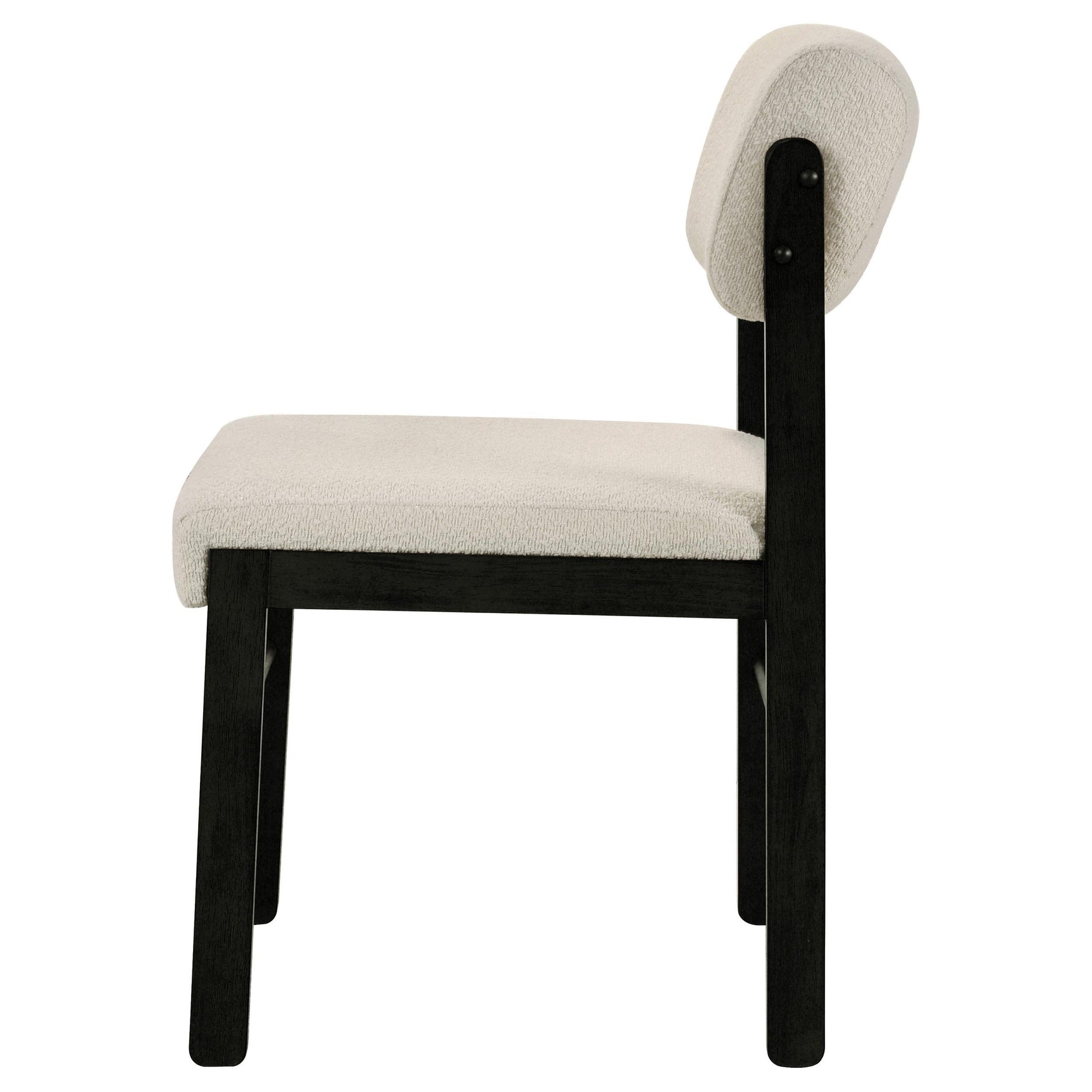 Pair of Kehoe cream upholstered dining side chairs front view