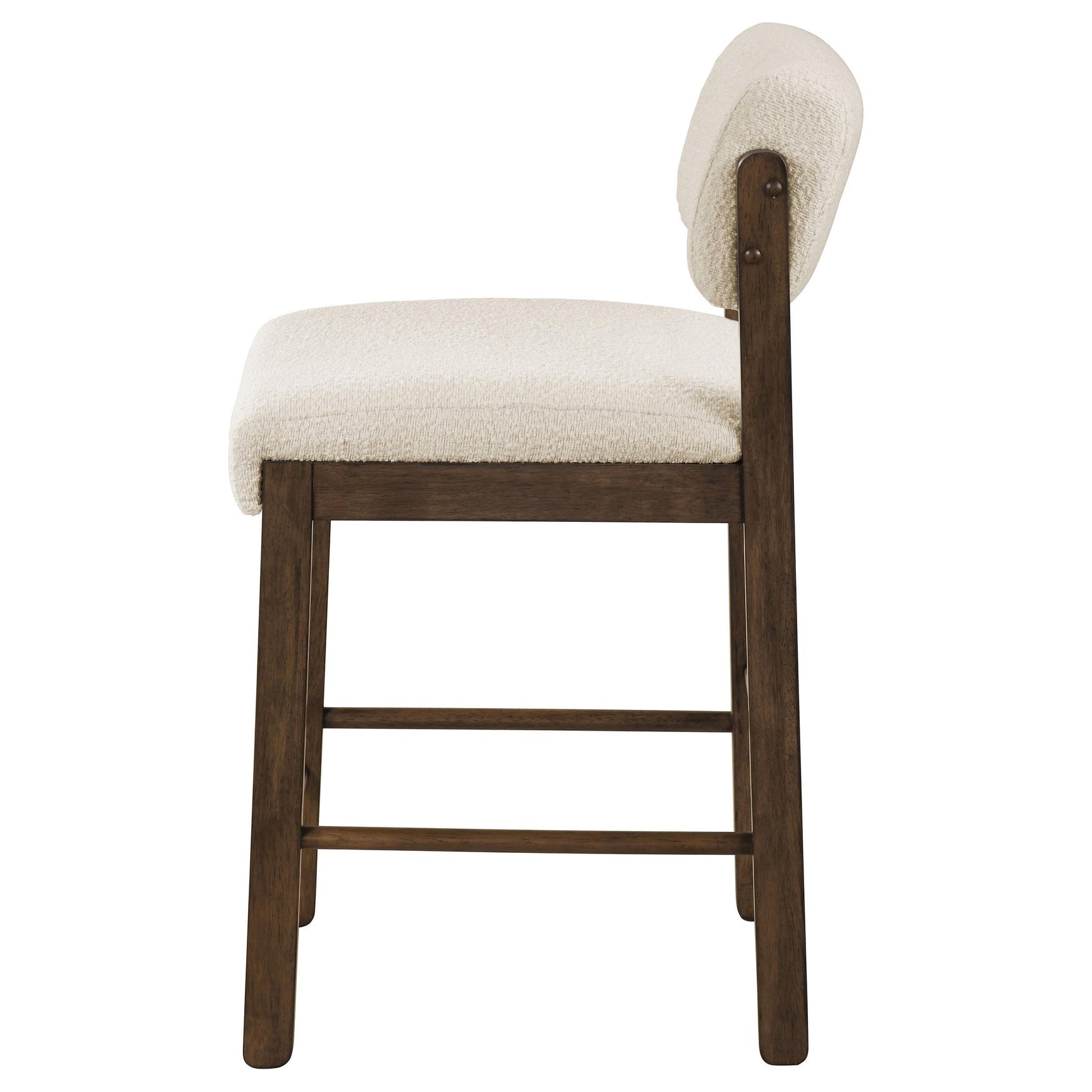 Detail of rubberwood legs and footrest stretcher