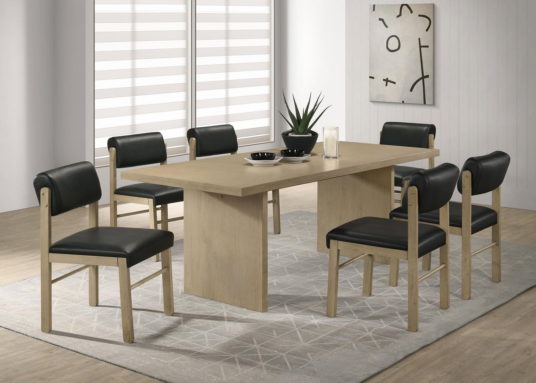 Decker 82-inch rectangular wood dining table in natural oak finish, angled view