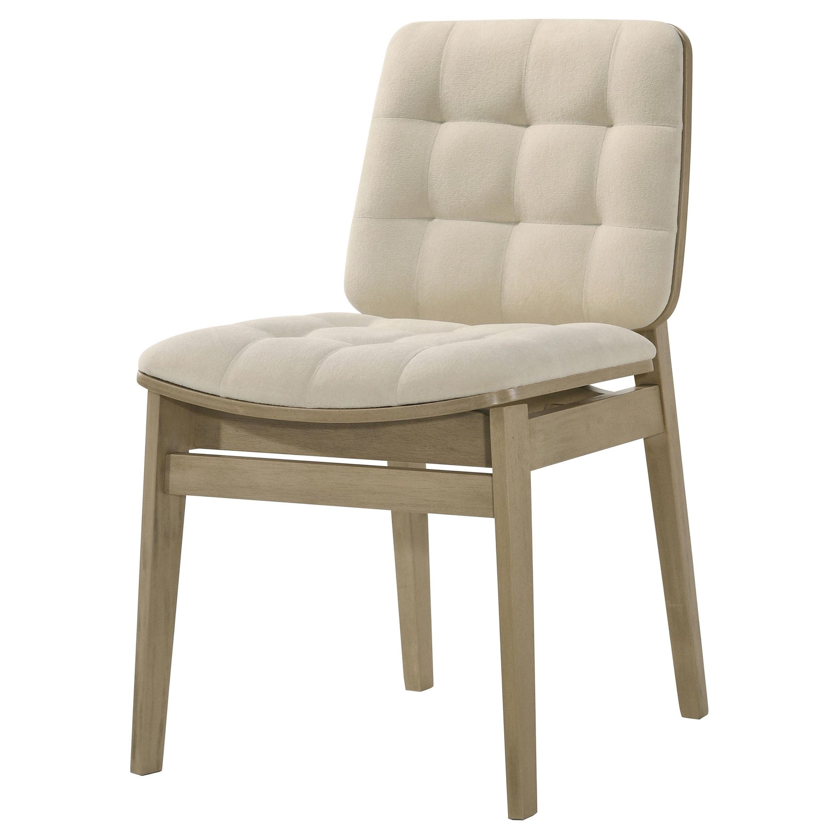 Close-up of channel-tufted velvet seat