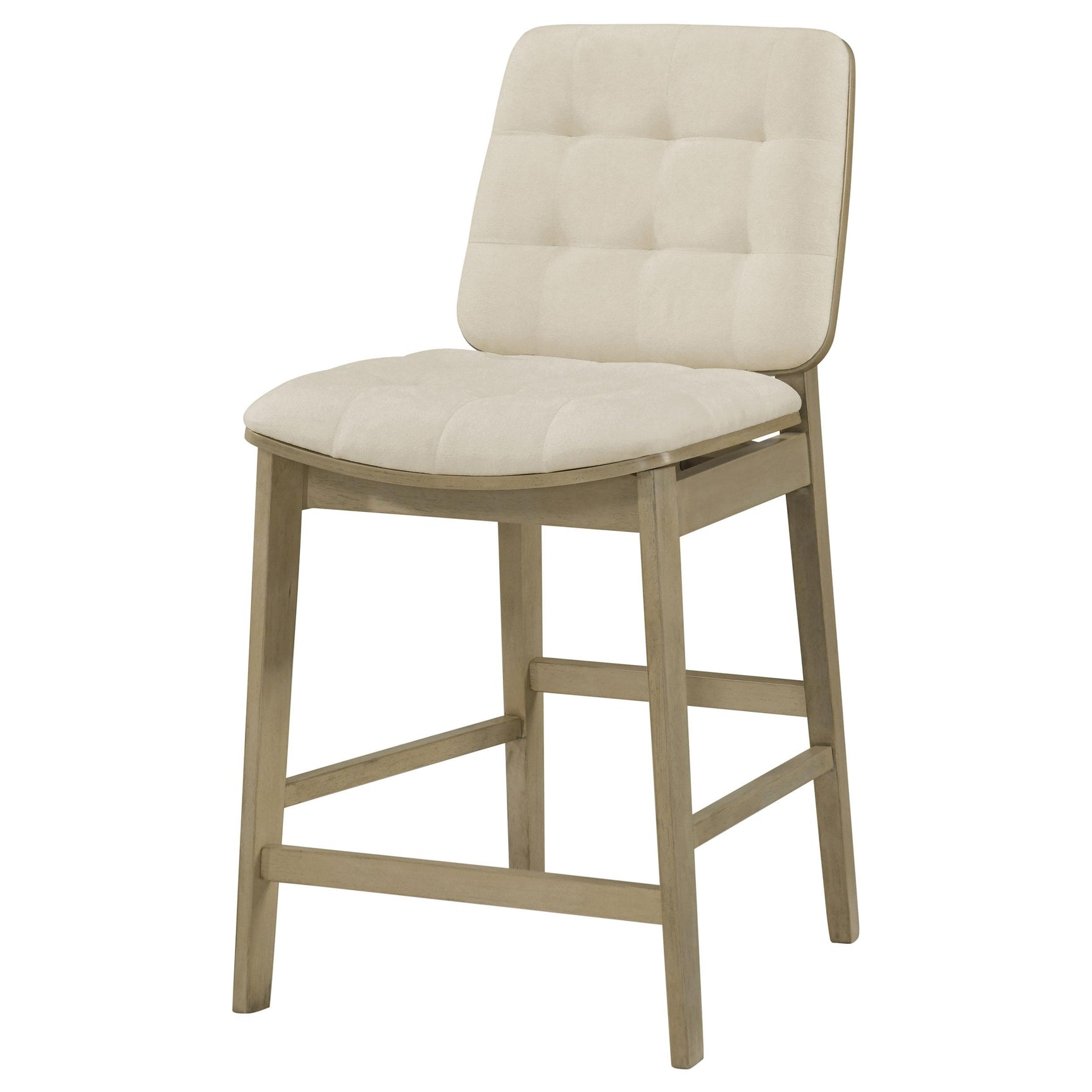 Back view of Redbridge counter chair displaying natural oak frame