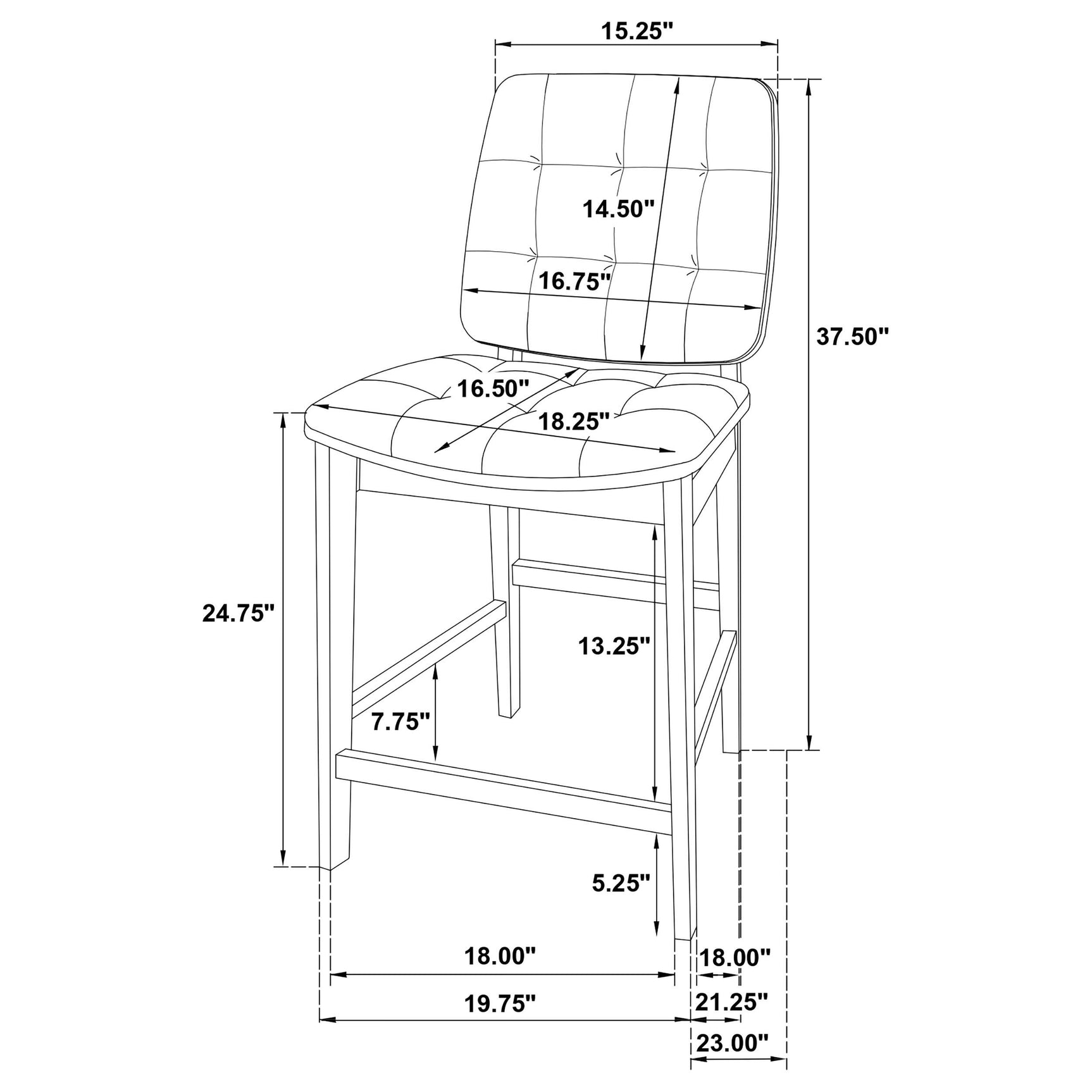 Natural oak leg base of Redbridge counter chair