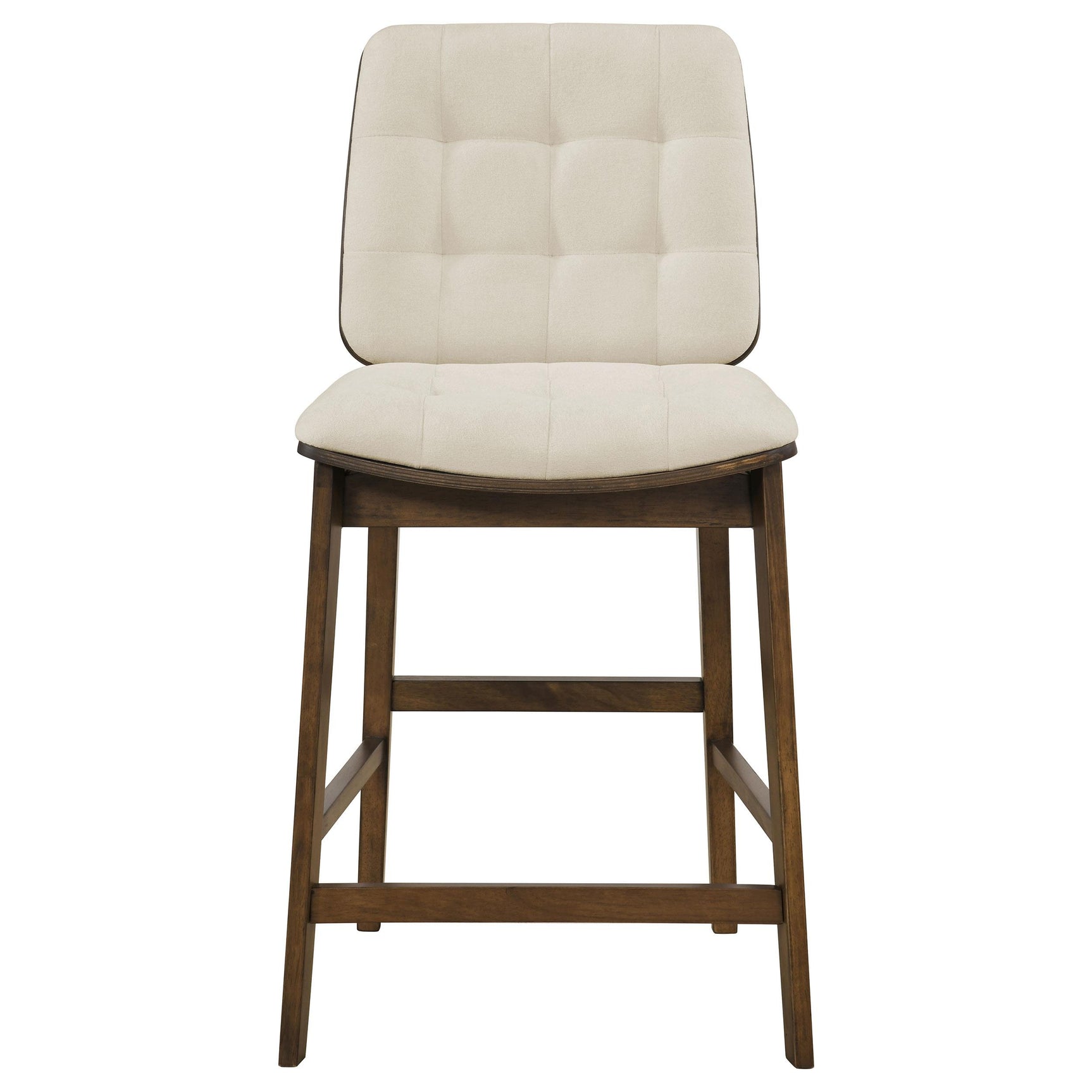 Redbridge Velvet Upholstered Counter Chair cream and walnut back view