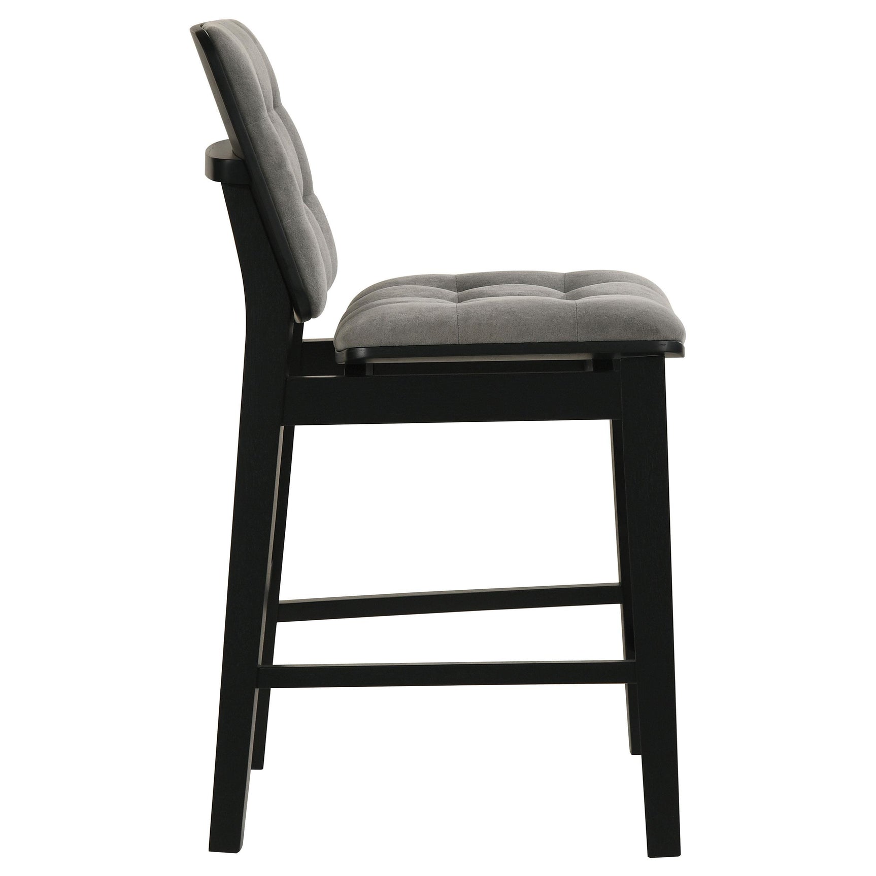 Redbridge Grey Velvet Upholstered Counter Chair and Black Wood Frame front view