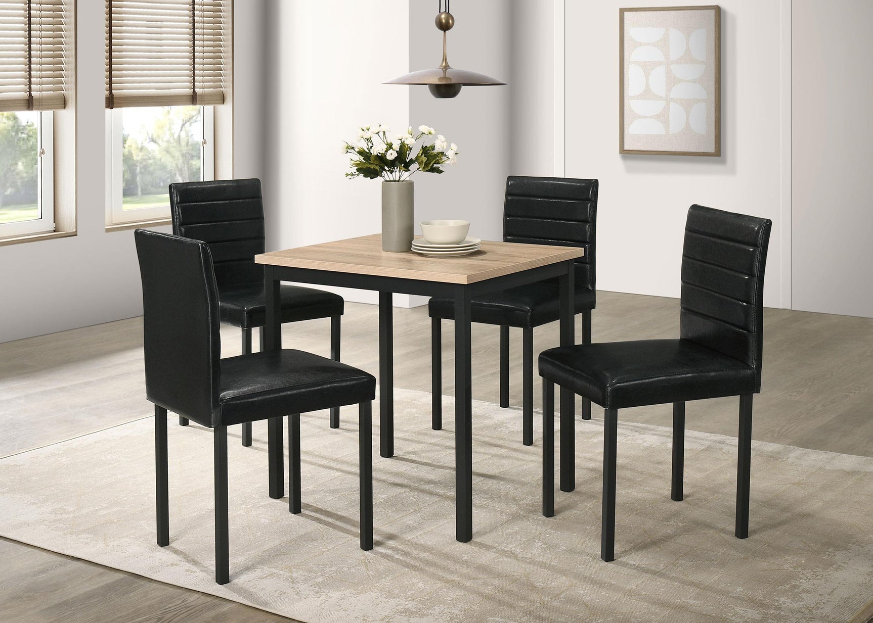 Garza upholstered black dining side chair front angle