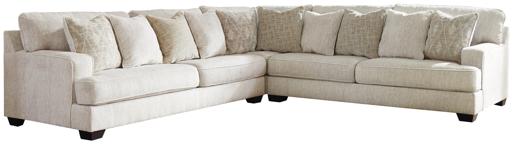 Side view of Rawcliffe Parchment Chenille 3-Piece Sectional sofa